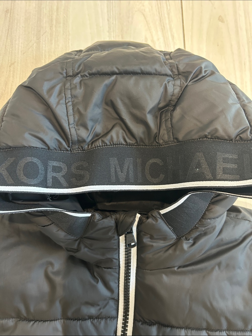 Michael Kors Kids Black Hooded Puffer with Contrast Zip - Picture 2 of 6